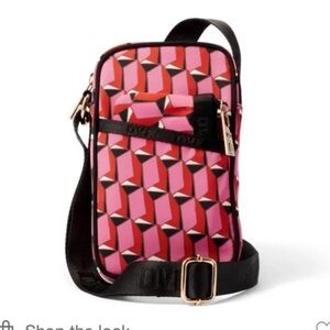 Diane Von Furstenberg Pink and Black Geometric Phone Bag